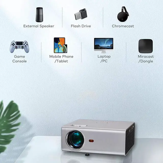 Alt view image 5 of 7 - Portable Projector, WiFi Projectors with Bluetooth, Side Projection and 130” Display Supported, 1080P 4K Compatible with Phone, PC, TV Stick, PS4, HDMI / USB/ VGA/ AV, for Home Theater Gaming Sports