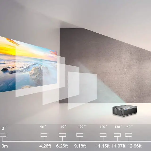 Alt view image 6 of 7 - Portable Projector, WiFi Projectors with Bluetooth, Side Projection and 130” Display Supported, 1080P 4K Compatible with Phone, PC, TV Stick, PS4, HDMI / USB/ VGA/ AV, for Home Theater Gaming Sports