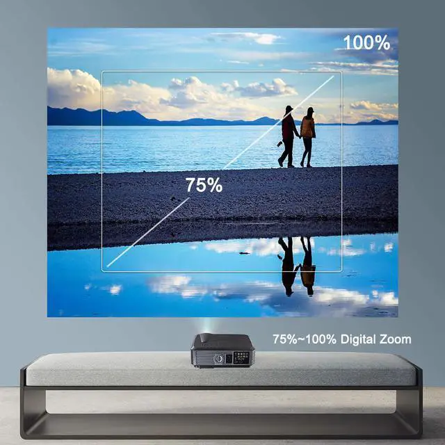 Alt view image 6 of 7 - 1080P Home Projector Projector , 5000 Lumens LED Video Projector, 300" and 4K Supported, Compatible with Phone ,Tablet, TV Stick , Dual Speakers, HDMI, USB, VGA