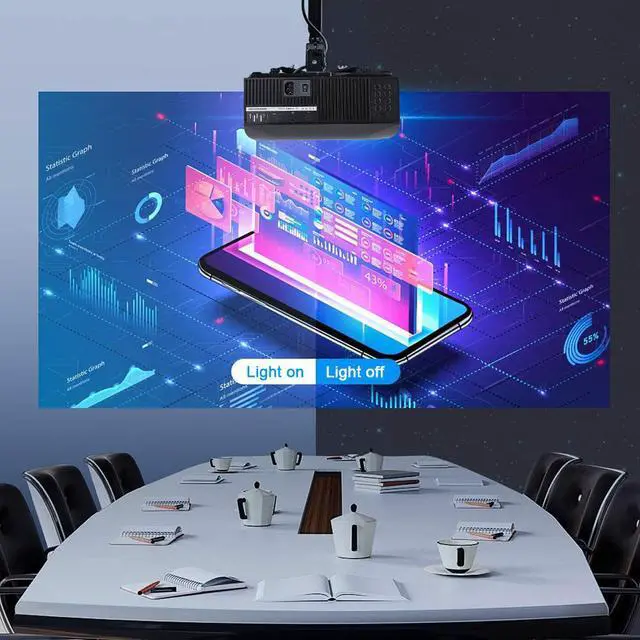 Alt view image 5 of 8 - 1080P Home Theater Projector, 4200 Lumen LED Video Projector 4K Supported, 300" Display and 25x Digital Zoom, with HDMI, USB, SPDIF, Compatible Smartphone TV Stick PS3/4 DVD USB