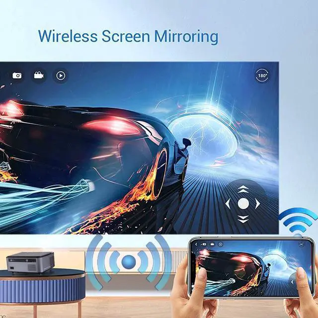 Alt view image 3 of 7 - 1080P FULL HD Video Projector with Carry Bag and 100" Screen, 7500 Lumen WIFI Projector for iPhone Android iOS Smartphone, Wireless Projector 20000:1 Contrast, Support Miracast Airplay Side Projection