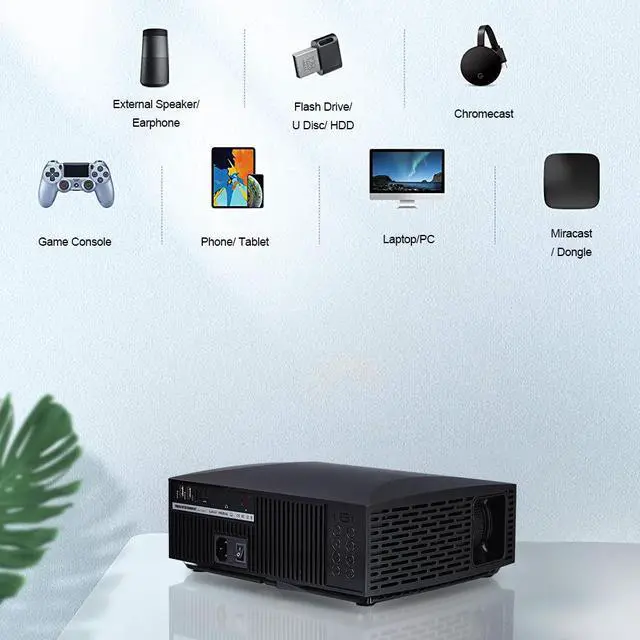 Alt view image 6 of 8 - 1080P Home Theater Projector, 4200 Lumen LED Video Projector 4K Supported, 300" Display and 25x Digital Zoom, with HDMI, USB, SPDIF, Compatible Smartphone TV Stick PS3/4 DVD USB