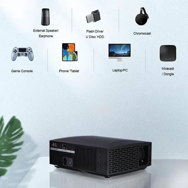 Alt view image 6 of 7 - 1080P Native WiFi Projector, 4200 Lumens LED Android Bluetooth Video Projector, Support 4K 300" Display, with HDMI, USB, SPDIF, Compatible with TV Stick PS3/4 DVD USB, for Home Office Outdoor