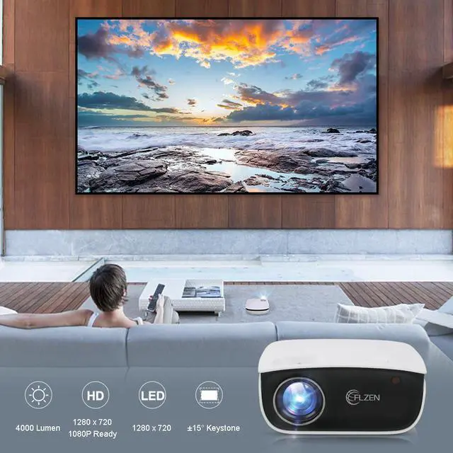 Alt view image 3 of 10 - Mini WiFi Projector HD, 4000 Lumen Portable Home Theater Projector with Carry Bag, Support 1080P & 200" Display, Compatible with iOS/Android/PC/TV Stick