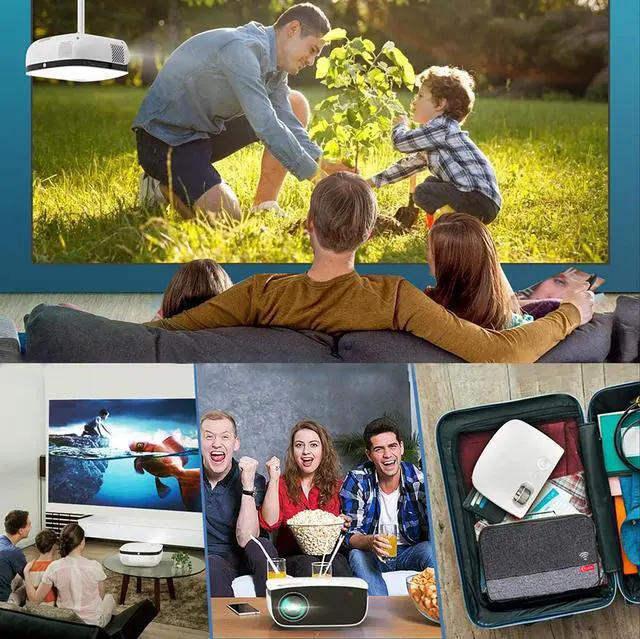 Alt view image 6 of 10 - Mini WiFi Projector HD, 4000 Lumen Portable Home Theater Projector with Carry Bag, Support 1080P & 200" Display, Compatible with iOS/Android/PC/TV Stick