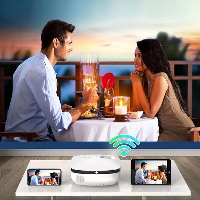 Alt view image 2 of 10 - Mini WiFi Projector HD, 4000 Lumen Portable Home Theater Projector with Carry Bag, Support 1080P & 200" Display, Compatible with iOS/Android/PC/TV Stick