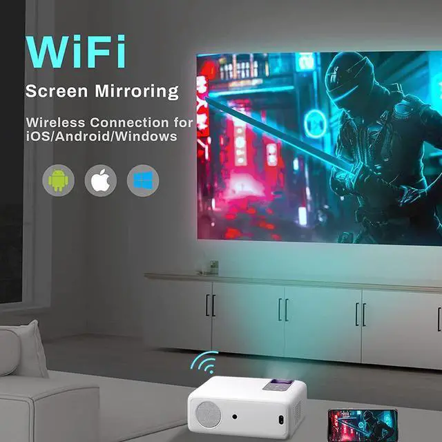 Alt view image 5 of 7 - TROISC Home Theater Projector WiFi 1080P FULL HD 8000 Lumens Portable HDMI USB Screen MIrroring  Zoom Bluetooth