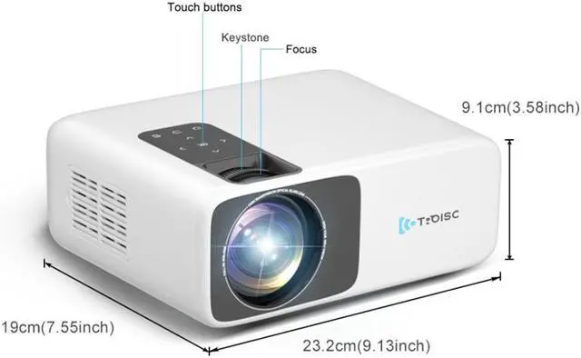Alt view image 2 of 7 - TROISC Home Theater Projector WiFi 1080P FULL HD 8000 Lumens Portable HDMI USB Screen MIrroring  Zoom Bluetooth