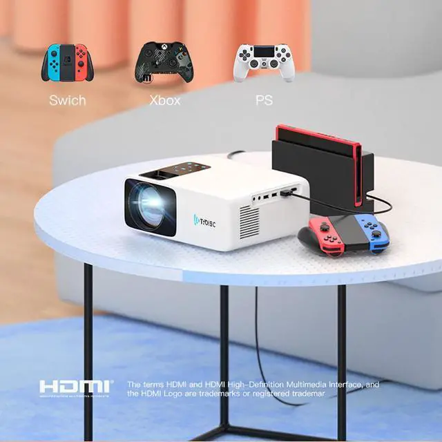 Alt view image 4 of 7 - TROISC Home Theater Projector WiFi 1080P FULL HD 8000 Lumens Portable HDMI USB Screen MIrroring  Zoom Bluetooth