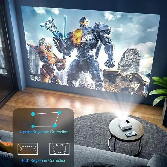 Alt view image 5 of 7 - TROISC Home Theater Projector Android WiFi Bluetooth 1080P FULL HD 8000 Lumens Max 300-inch Screen Size, Digital Zoom Side Projection HDMI/USB/AV Inputs
