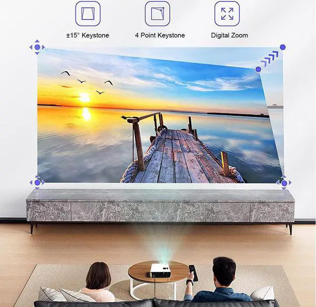 Alt view image 6 of 7 - TROISC Home Theater Projector 4K Supported Android 9.0,Native 1080P 10000 Lumens WiFi Projector,Smart Keystone Correction Side Projection,Digital Zoom Bluetooth,for Home and Outdoor Movies
