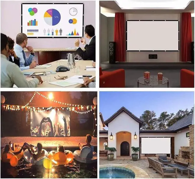 Alt view image 6 of 7 - 16:9 Portable Projector Screen 100" Projection Screen for Home Outdoor Office 221x125 cm with Hooks