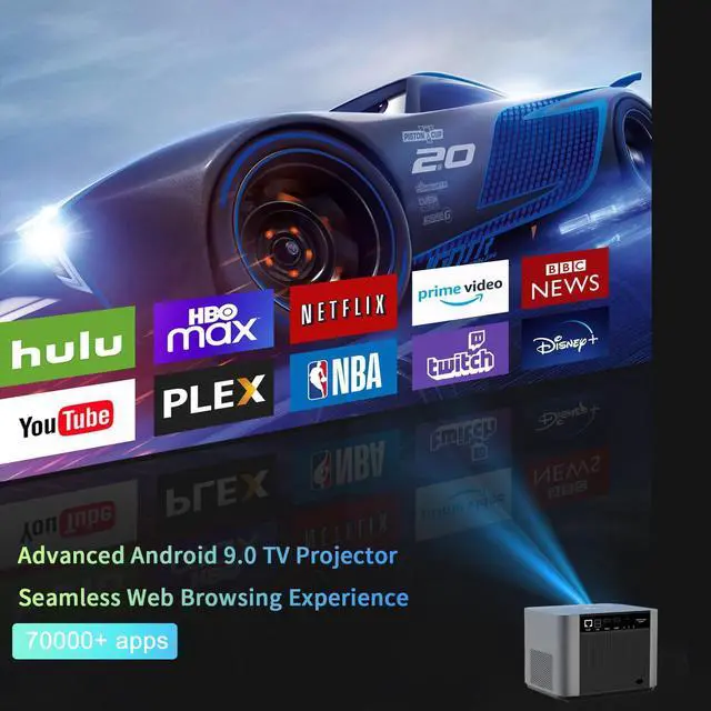 Alt view image 2 of 7 - 1080P FULL HD Video Projector Android Wi-Fi 5G Auto Focus/Keystone Correction Side Projection 12000 Lumens 300" max Home Theater Screen Mirroring with Android iOS Mac OS Windows