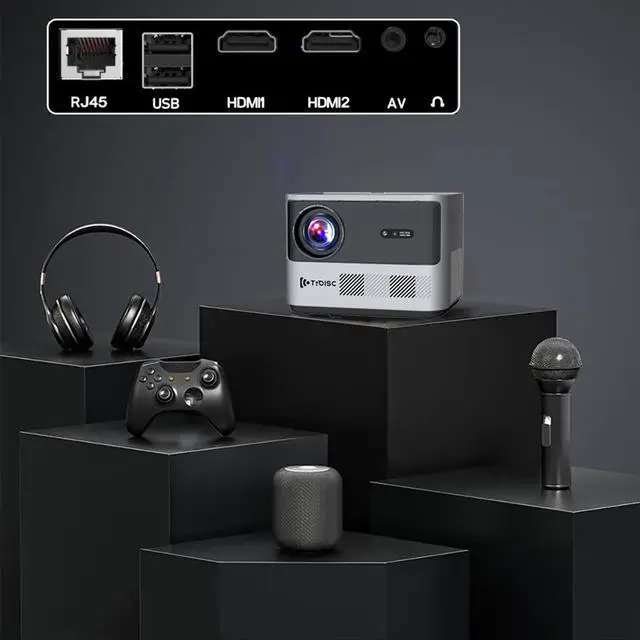 Alt view image 5 of 7 - 1080P FULL HD Video Projector Android Wi-Fi 5G Auto Focus/Keystone Correction Side Projection 12000 Lumens 300" max Home Theater Screen Mirroring with Android iOS Mac OS Windows
