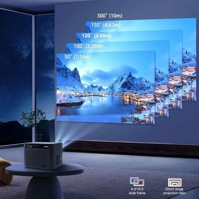 Alt view image 6 of 7 - 1080P FULL HD Video Projector Android Wi-Fi 5G Auto Focus/Keystone Correction Side Projection 12000 Lumens 300" max Home Theater Screen Mirroring with Android iOS Mac OS Windows