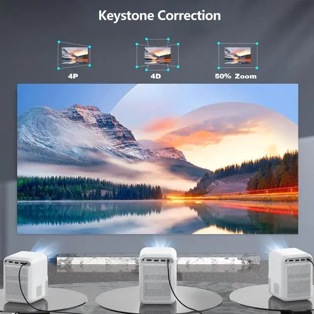 Alt view image 6 of 7 - TROISC IOTA, Portable Projector Android TV WiFi 5G 1080P FULL HD 5000 Lumens 120" Home Theater Digital Zoom 4P/4D Keystone Correction Bluetooth