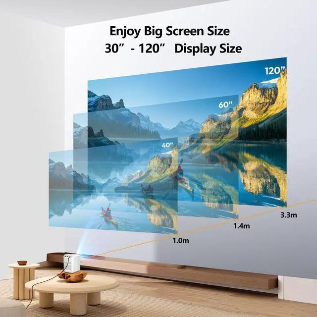 Alt view image 5 of 7 - TROISC IOTA, Portable Projector Android TV WiFi 5G 1080P FULL HD 5000 Lumens 120" Home Theater Digital Zoom 4P/4D Keystone Correction Bluetooth