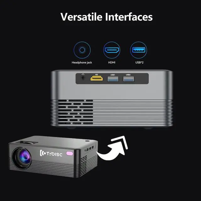 Alt view image 6 of 7 - TROISC ALTA,  Mini HD Video Projector Android TV WiFi 5G 720P 6000 Lumens Manual Focus 150" Home Theater Bluetooth 50% Zoom 4P/4D Keystone Correction