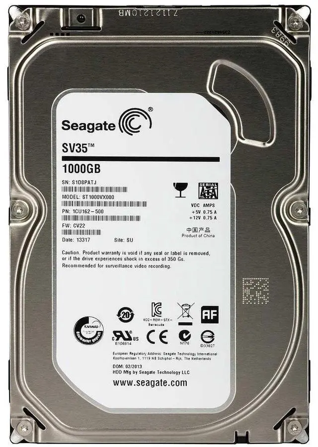 Main image of Seagate SV35.6 ST1000VX000 1TB 7200 RPM 64MB Cache SATA 6.0Gb/s 3.5" Surveillance Hard Drive Bare Drive