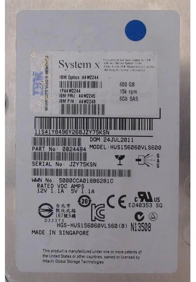 Main image of FOR 1PC Server 44W2244 44W2245 44W2248 HDD FOR 1PC 600G SAS 15K 3.5