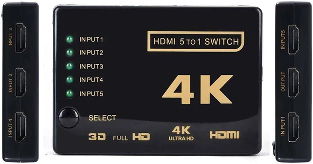 Alt view image 3 of 7 - HDMI Switcher 5 Cut 1 Hd Security Video Switcher 5 In 1 Out With Remote Control