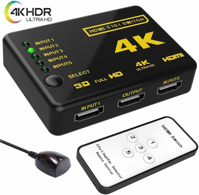 Alt view image 5 of 7 - HDMI Switcher 5 Cut 1 Hd Security Video Switcher 5 In 1 Out With Remote Control