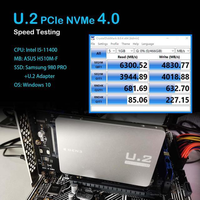 GLOTRENDS U.2 (SFF-8639) PCIe NVMe 4.0/3.0 Adapter for U.2 PCIe