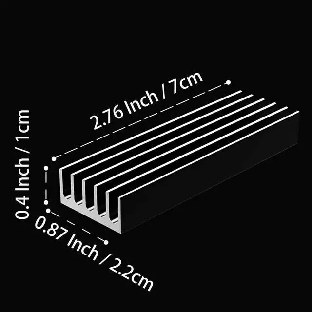 Alt view image 3 of 7 - GLOTRENDS M.2 Heatsink for 2280 M.2 SSD, Fit for PC Installation, 22x70x10mm Aluminum Body, Including Thermal Pad