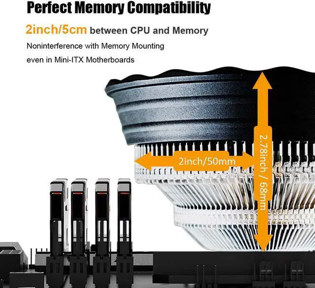 Alt view image 5 of 7 - CPU Cooler with Mounting Bracket for Intel Socket LGA775/LGA1150/LGA1151/LGA1155/LGA1156/LGA1200