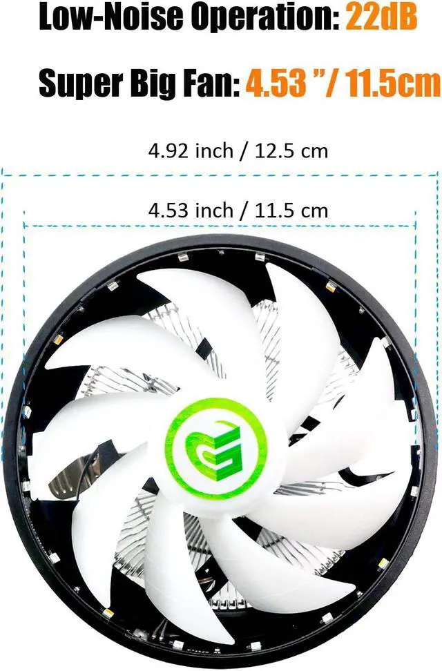 Alt view image 3 of 7 - CPU Cooler with Mounting Bracket for Intel Socket LGA775/LGA1150/LGA1151/LGA1155/LGA1156/LGA1200