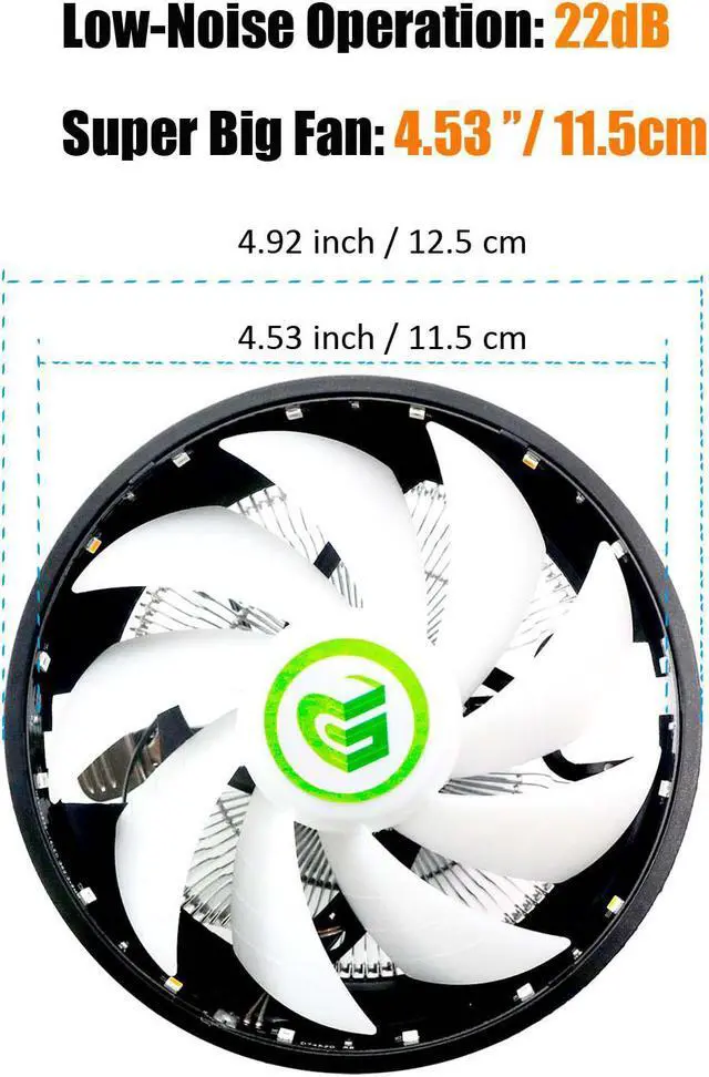 Alt view image 3 of 7 - CPU Cooler with Mounting Bracket for Intel Socket LGA1200/1150/LGA1151/LGA1155/LGA1156/LGA1356/LGA1366/LGA2011/LGA2011-3/LGA2066