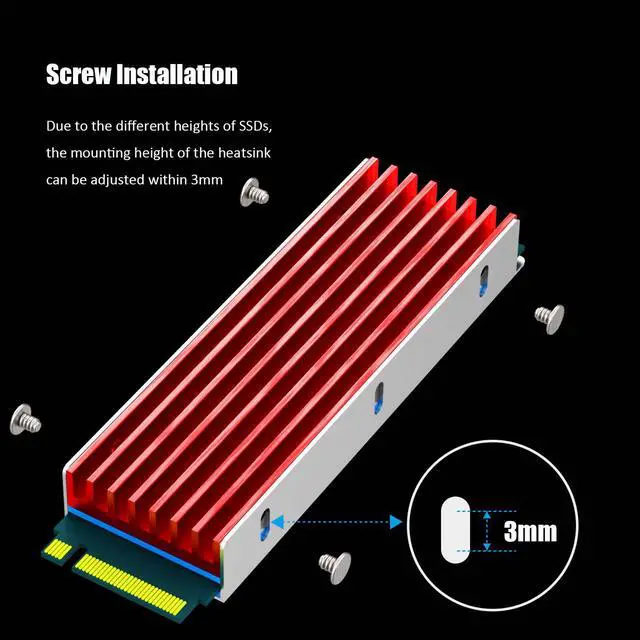 Alt view image 6 of 7 - GLOTRENDS M.2 Heatsink for 2280 M.2 SSD, Fit for PC/PS5/PS5 Slim Installation, 22x70x6mm Aluminum Body, Including Thermal Pad