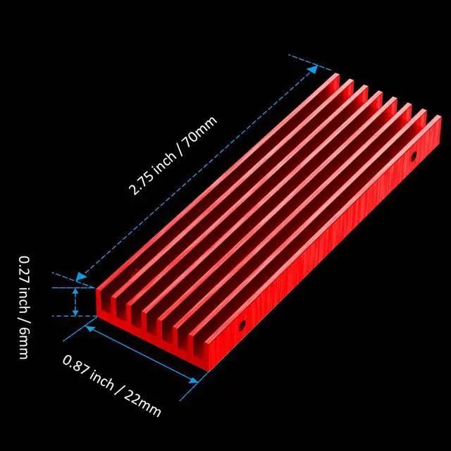 Alt view image 7 of 7 - GLOTRENDS M.2 Heatsink for 2280 M.2 SSD, Fit for PC/PS5/PS5 Slim Installation, 22x70x6mm Aluminum Body, Including Thermal Pad