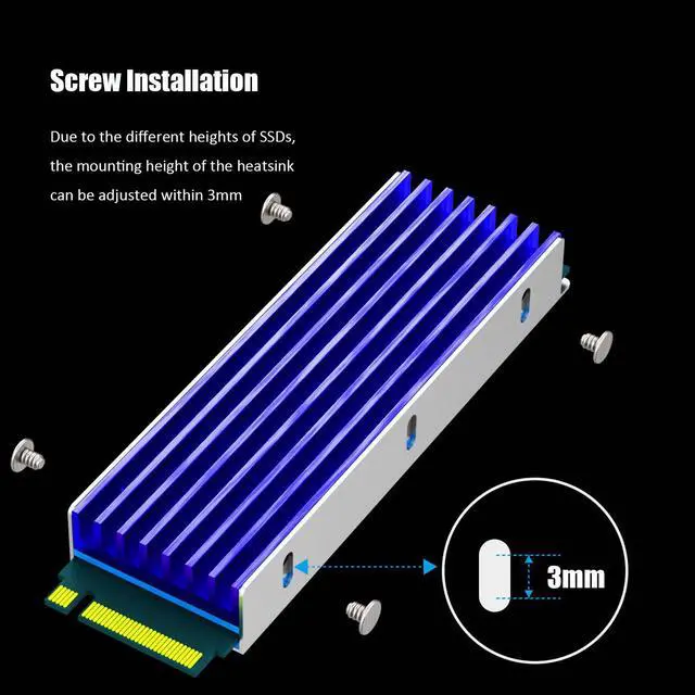 Alt view image 6 of 7 - GLOTRENDS M.2 Heatsink for 2280 M.2 SSD, Fit for PC/PS5/PS5 Slim Installation, 22x70x6mm Aluminum Body, Including Thermal Pad