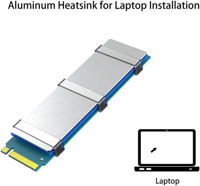 Alt view image 2 of 7 - GLOTRENDS M.2 Heatsink for 2280 M.2 SSD, Fit for Laptop Installation, 22x70x1mm Aluminum Body, Including Thermal Pad