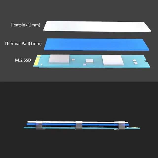 Alt view image 6 of 7 - GLOTRENDS M.2 Heatsink for 2280 M.2 SSD, Fit for Laptop Installation, 22x70x1mm Aluminum Body, Including Thermal Pad