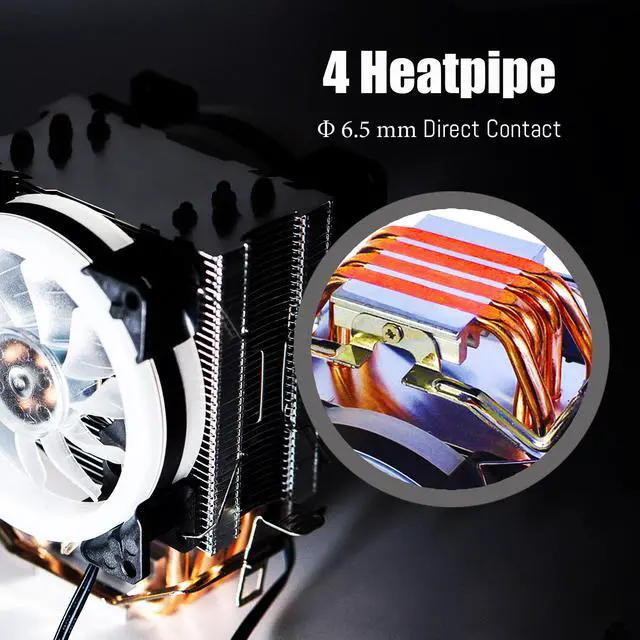 Alt view image 4 of 7 - GLOTRENDS CPU Cooler for 12th Gen Intel CPU LGA 1700 Socket, 4 Heat Pipes, TDP 210W, 4 PIN 120mm PWM Fan, Compatible with LGA 1200/1156/1155/1151/1150/775 Socket