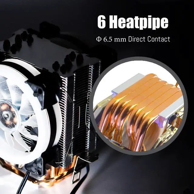 Alt view image 4 of 7 - GLOTRENDS CPU Cooler for 12th Gen Intel CPU LGA1700 Socket, 6 Heat Pipes, TDP 240W, 4 PIN 120mm PWM Fan, Compatible with LGA 1200/1156/1155/1151/1150/775 Socket