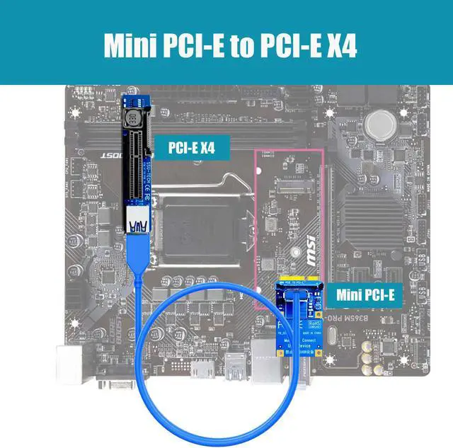 Alt view image 5 of 7 - GLOTRENDS UEX105 600mm Mini PCIe to PCIe X4 Riser Cable (PCIe 3.0 X1 Speed), for PCIe WiFi Card, M.2 PCIe Card, USB PCIe Card, Sound Card, etc