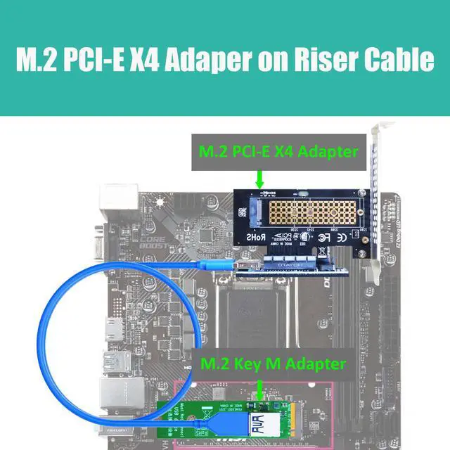 Alt view image 7 of 7 - GLOTRENDS UEX108 600mm M.2 to PCIe X4 Riser Cable (PCIe 3.0 X1 Speed),for PCIe WiFi Card, M.2 PCIe Card, USB PCIe Card, Sound Card, etc