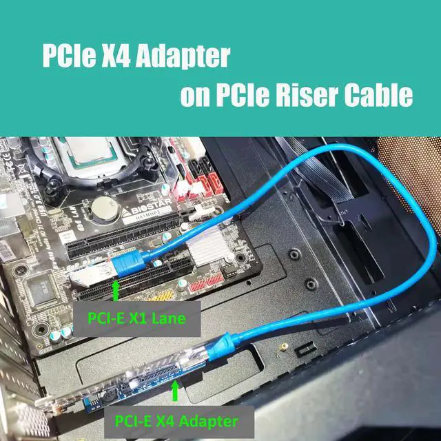 Alt view image 7 of 7 - GLOTRENDS UEX103 600mm PCIe 3.0 X1 to X4 Riser Cable (PCIe 3.0 X1 Bandwidth) for PCIe WiFi Card, M.2 PCIe Card, Firewire Card, USB PCIe Card, Sound Card, etc