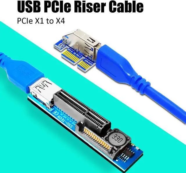Alt view image 2 of 7 - GLOTRENDS UEX103 600mm PCIe 3.0 X1 to X4 Riser Cable (PCIe 3.0 X1 Bandwidth) for PCIe WiFi Card, M.2 PCIe Card, Firewire Card, USB PCIe Card, Sound Card, etc