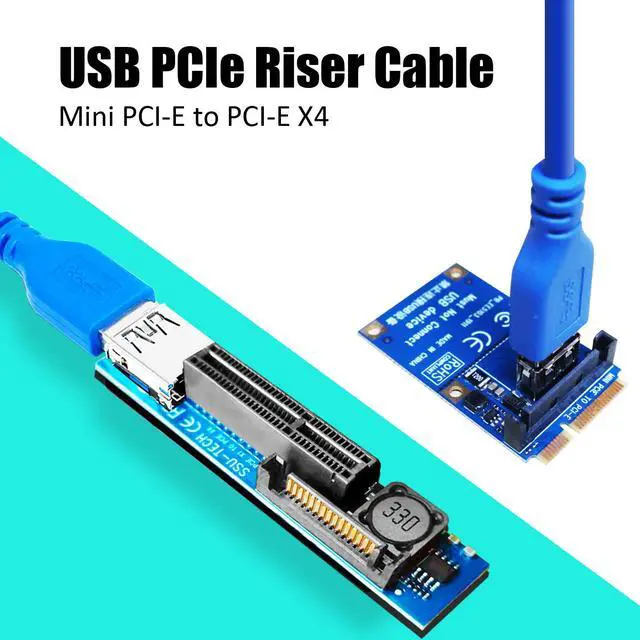 Alt view image 2 of 7 - GLOTRENDS UEX105 600mm Mini PCIe to PCIe X4 Riser Cable (PCIe 3.0 X1 Speed), for PCIe WiFi Card, M.2 PCIe Card, USB PCIe Card, Sound Card, etc