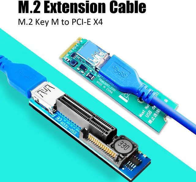 Alt view image 2 of 7 - GLOTRENDS UEX108 600mm M.2 to PCIe X4 Riser Cable (PCIe 3.0 X1 Speed),for PCIe WiFi Card, M.2 PCIe Card, USB PCIe Card, Sound Card, etc