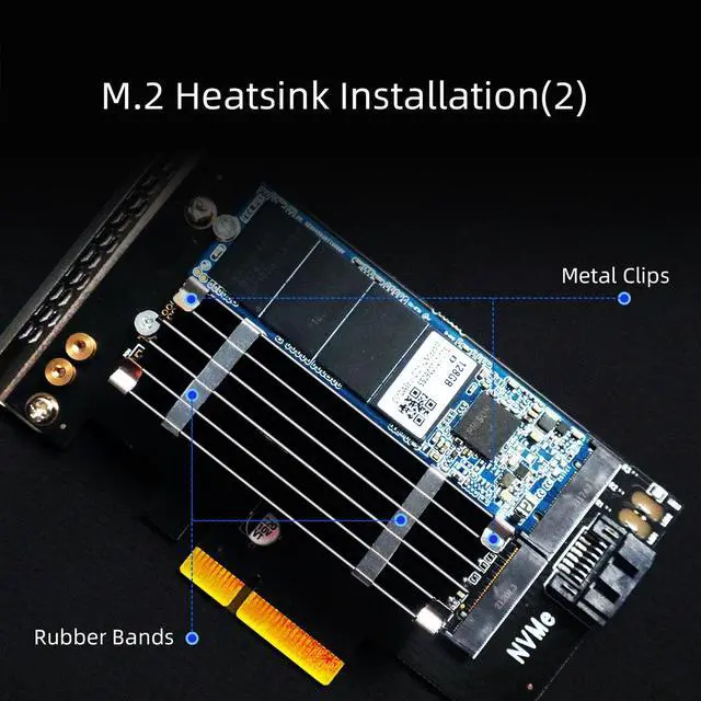 Alt view image 7 of 7 - GLOTRENDS PA12-HS10 2-in-1 M.2 PCIe 4.0 X4 Adapter with M.2 Heatsink, For One M.2 NVMe SSD and One M.2 SATA SSD, Support 2230/2242/2260/2280 Size