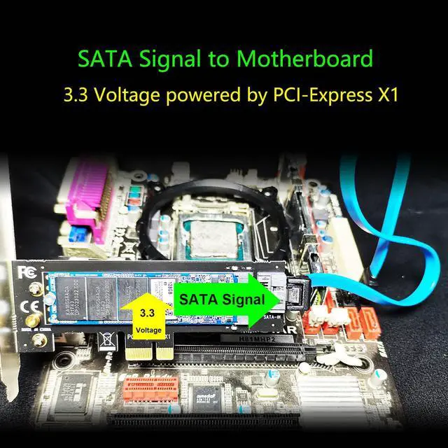 Alt view image 3 of 7 - GLOTRENDS PA09-SA M.2 SATA Adapter for M.2 NGFF SATA SSD,  With M.2 Screws and SATA Cable