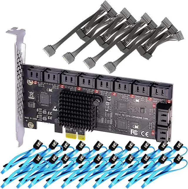Main image of GLOTRENDS SA3120J 20 Ports PCIe SATA 3.0 Expansion Card, Including SATA Cables and 1:5 SATA Splitter Power Cable, Compatible with Windows,Linux,Mac OS,NAS
