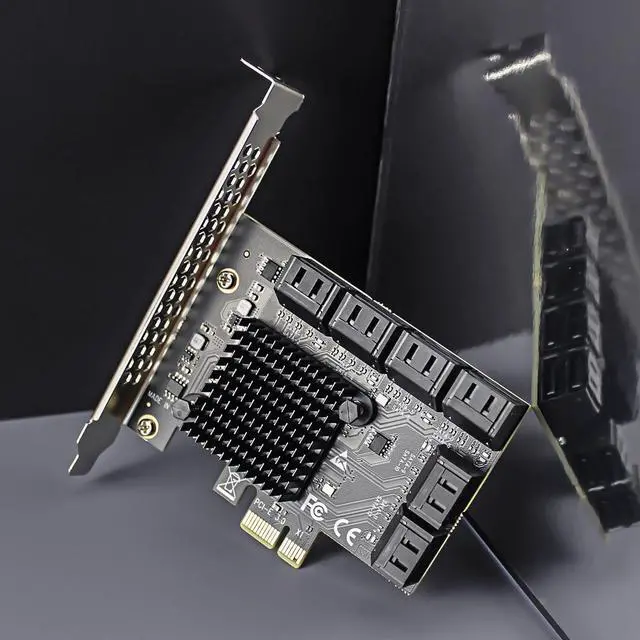 Alt view image 2 of 7 - GLOTRENDS SA3112J 12 Ports PCIe SATA 3.0 Expansion Card, Including SATA Cables and 1:5 SATA Splitter Power Cable, Compatible with Windows,Linux,Mac OS,NAS