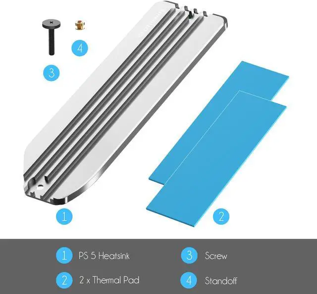 Alt view image 7 of 7 - GLOTRENDS PS5 SSD Heatsink with Copper Heatpipe and PS5 Screw for Playstation 5 Internal PCIe M.2 NVMe 4.0 Gen4 Gaming Memory