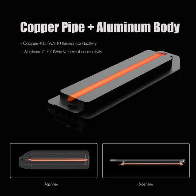 Alt view image 5 of 7 - GLOTRENDS PS5 SSD Heatsink with Copper Heatpipe and PS5 Screw for Playstation 5 Internal PCIe M.2 NVMe 4.0 Gen4 Gaming Memory Black